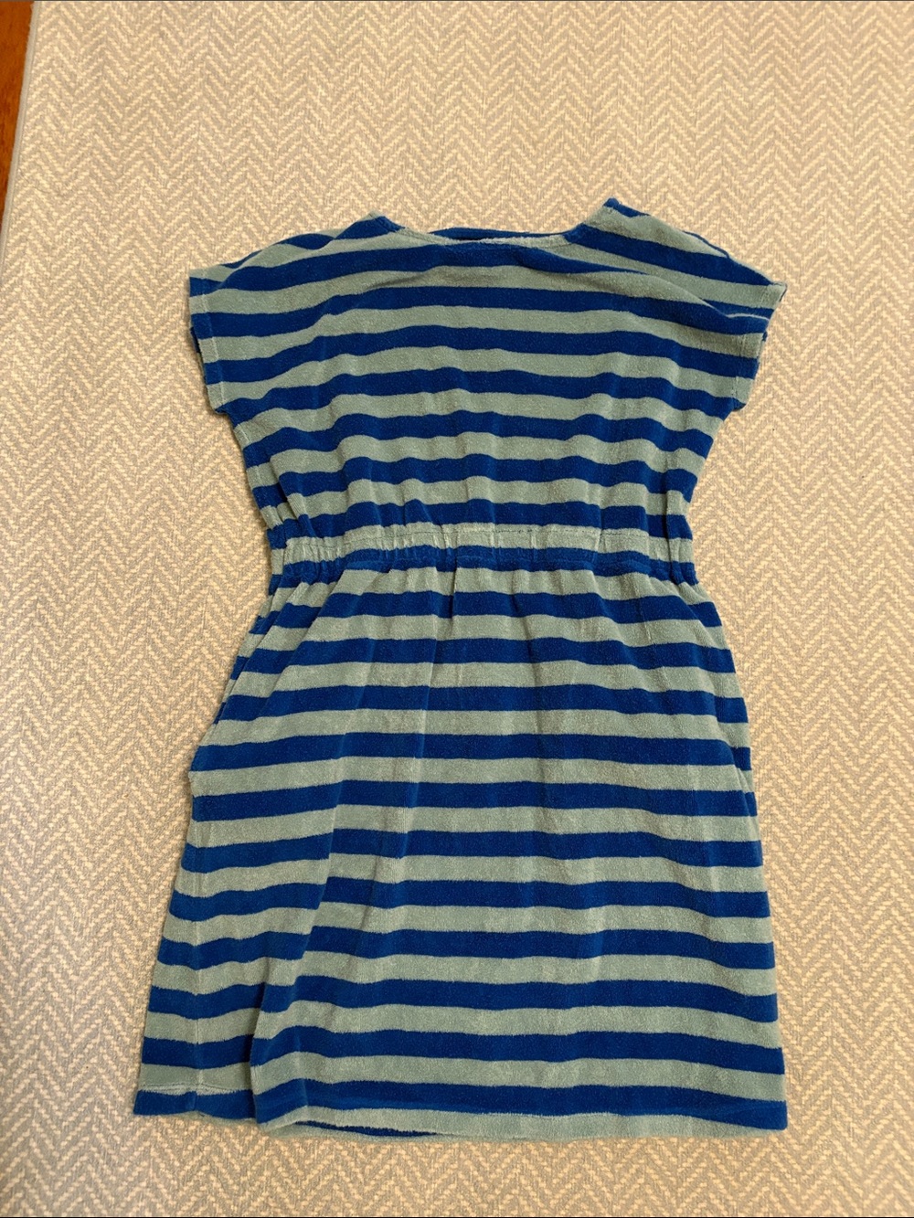 Hanna Andersson Blue and Light Blue Striped Terry Cover Up Dress